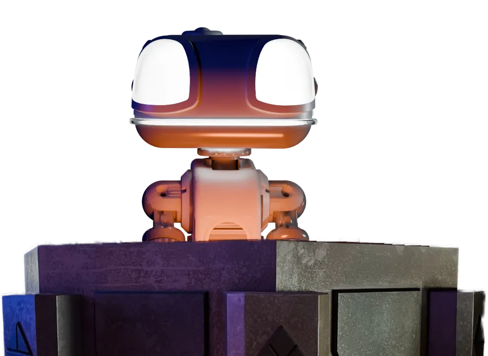 Photo of Q-Bit the robot at Dreamwalk Park